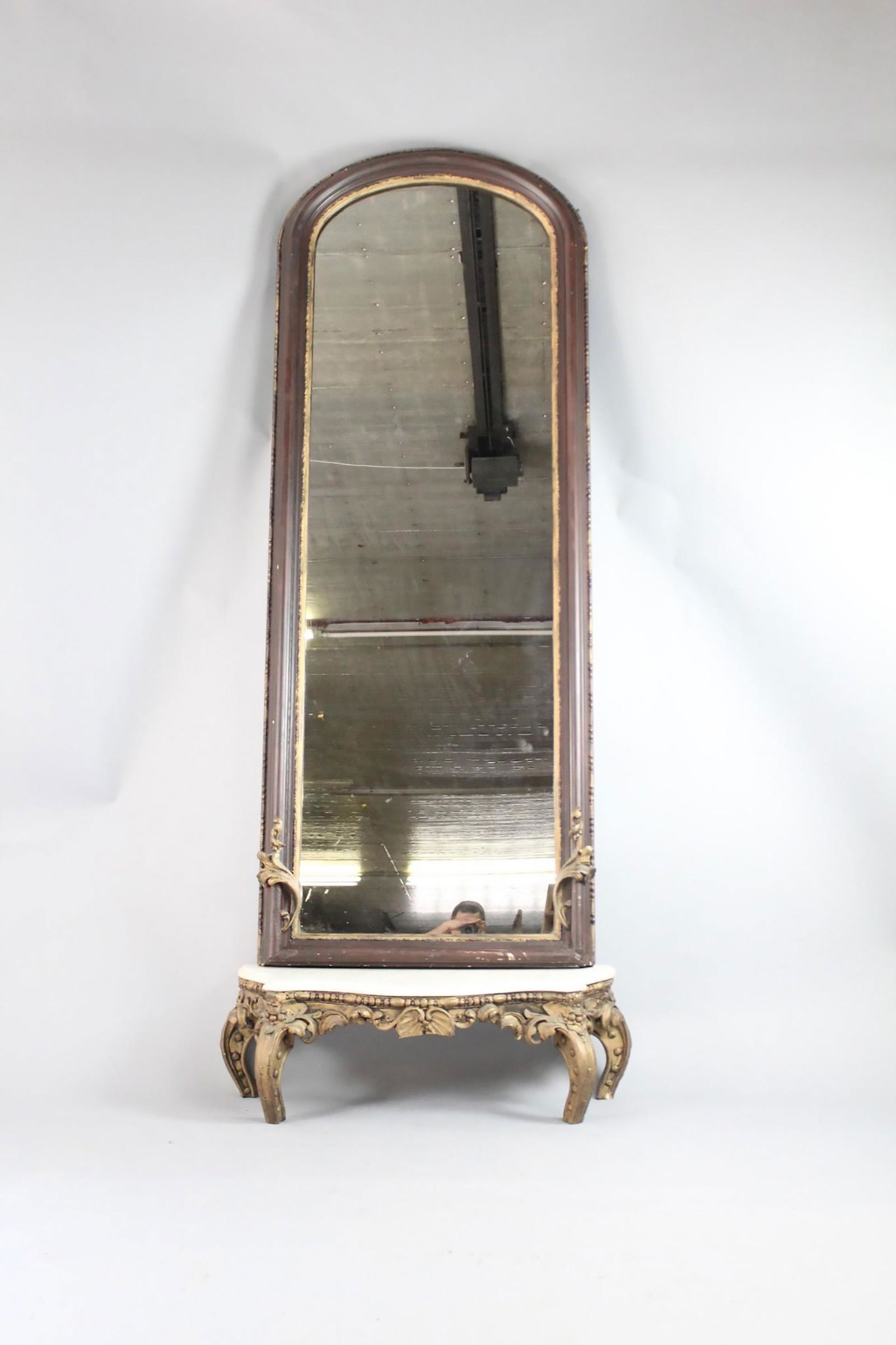 Antique Tall Victorian Pier Mirror w/Marble Carved Base (1 of 12)