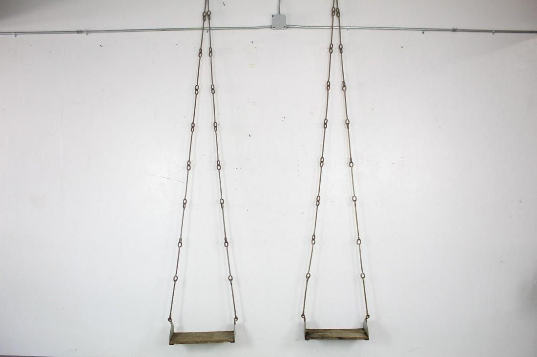 2 Wood & Metal Industrial Primitive Farmhouse Swings (1 of 7)