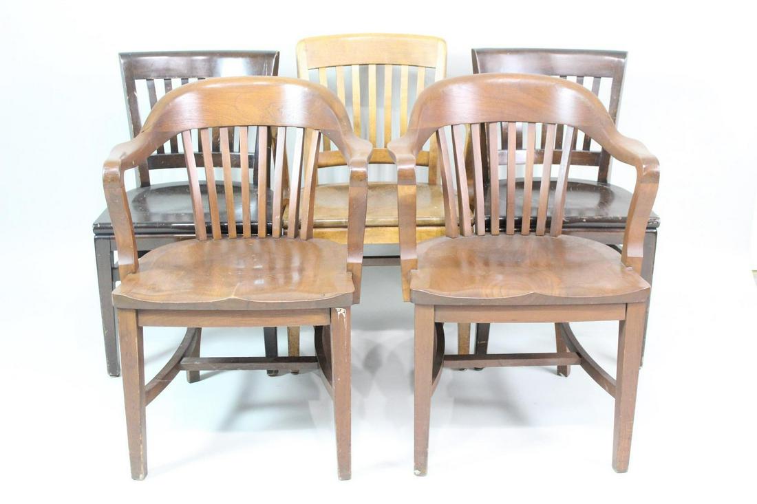 5 Antique Wood Library/Bankers Chairs, Gunlocke & Sikes (1 of 20)