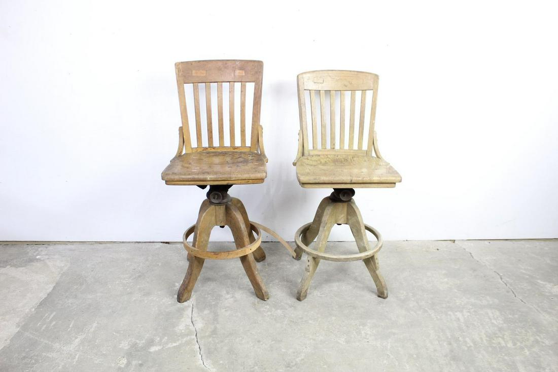 2 Swivel Library Chairs Barstools Colonial Office Co (1 of 17)