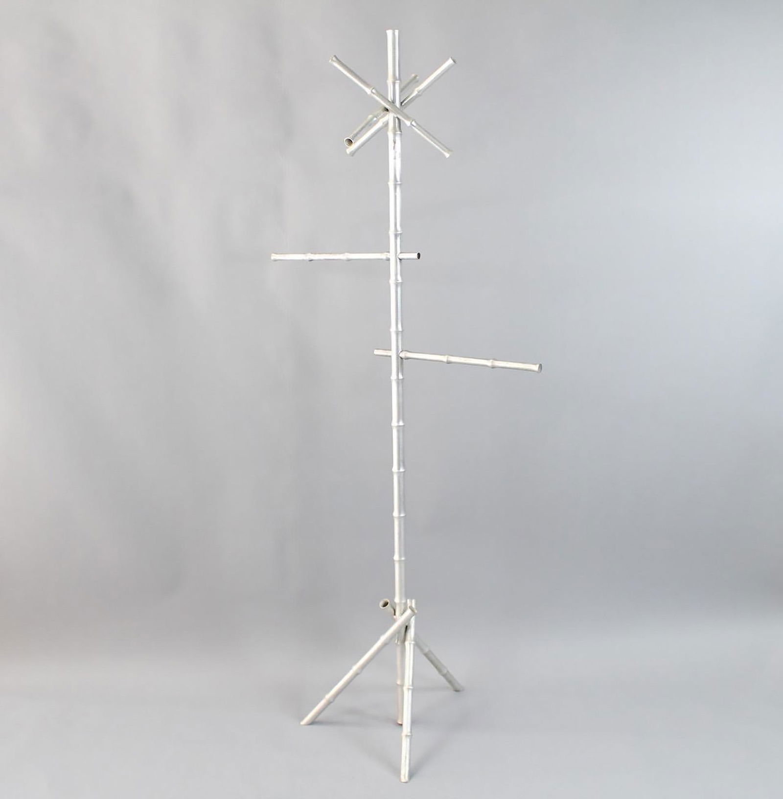 Aluminum Hollywood Regency Faux Bamboo Coat Rack, Stand (1 of 15)