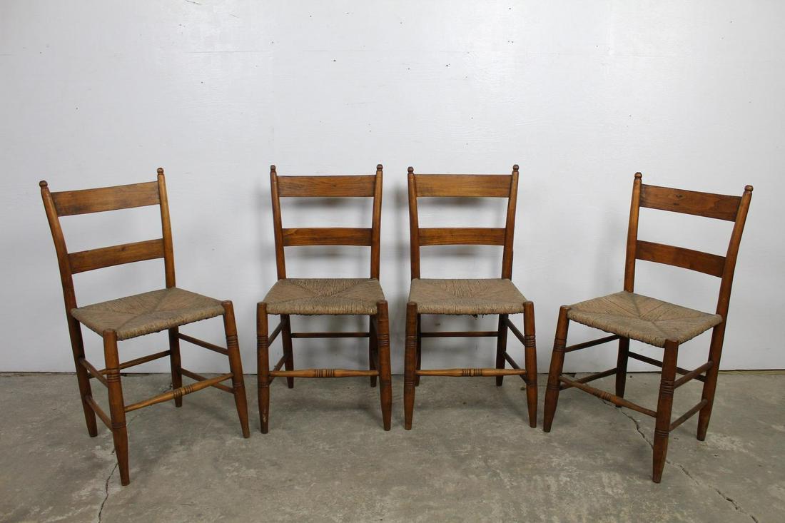 4 Small Farmhouse Wicker Rattan Shaker Dining Chairs (1 of 15)
