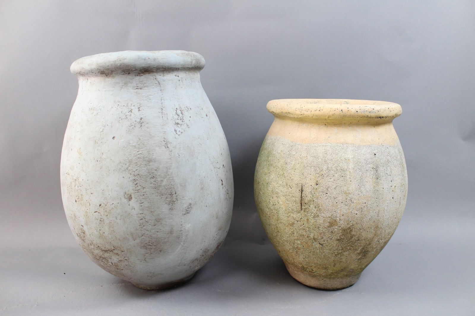 2 Huge Free Form Handmade Concrete Planter Pots Vessels (1 of 11)