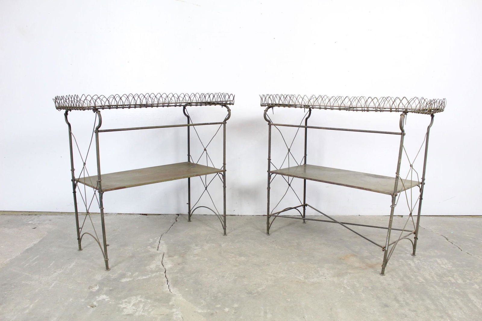 2 Antique Victorian Metal Wire Outdoor Plant Stands (1 of 14)