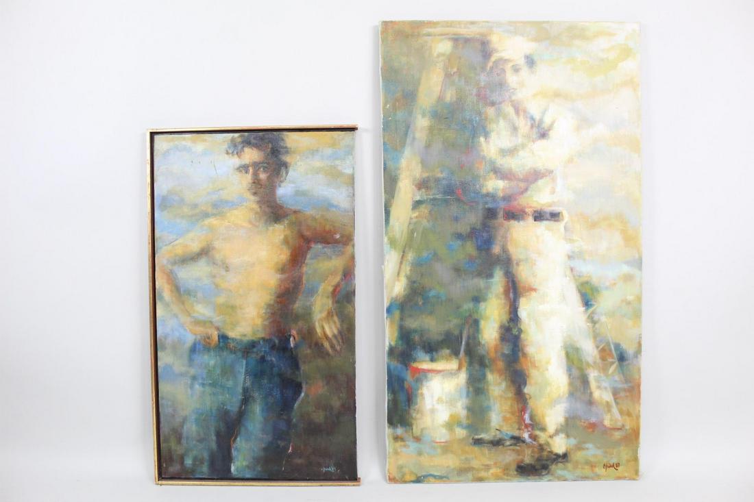 Pair of Otto Fried Modernist Paintings Oil on Canvas (1 of 16)