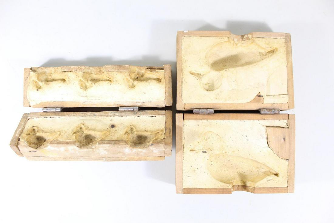 Pair of 2 Wooden & Plaster Duck, Duckling Craft Molds (1 of 8)