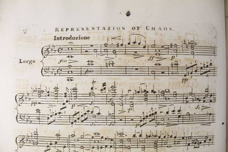 J Hayden's The Creation Music Score Adapted M Clementi: Antique Hayden's Creation Music Score Adapted M Clementi. Hardback early edition has marbled cover boards and marbled endpapers and embossed and titled leather spine. Cover page reads The Creation,