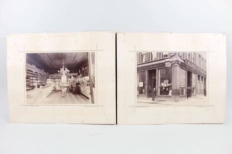 2 1880's Photos Geo.B.Wray Pharmacy Store,New York,NYC: Antique B&W Pair Photos of Geo. B. Wray Pharmacy, NYC. This is a pair of two black & white photographs of the Geo. B. Wray Pharmacy, once located at 339 East 34th St. in New York City. One photo