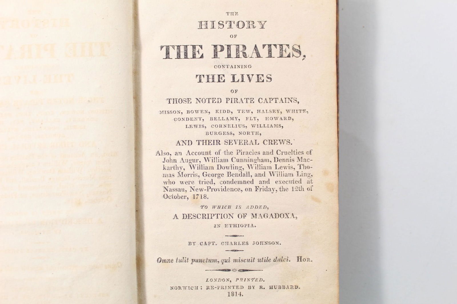 1814 History of Pirates Book, Captain Charles Johnson (1 of 14)