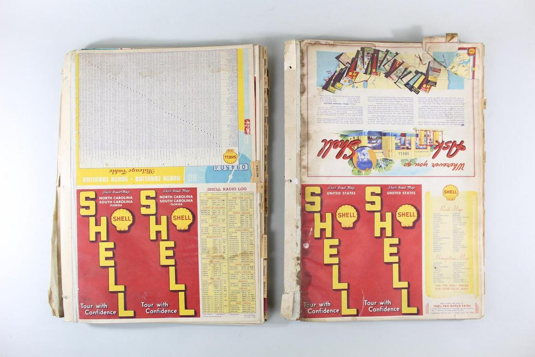 2 Large Scrapbooks of Shell Oil 30's US Road Map Books (1 of 20)
