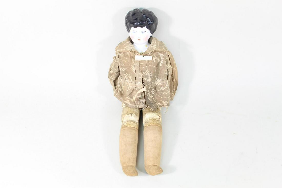19th C Porcelain Head Doll w/Jointed Leather Body (1 of 11)