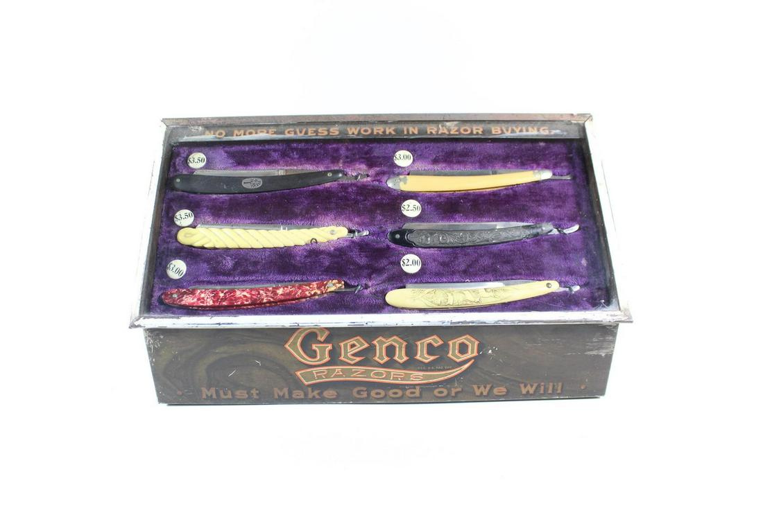 Early Genco Straight Razor Litho Tin Store Display Case (1 of 15)