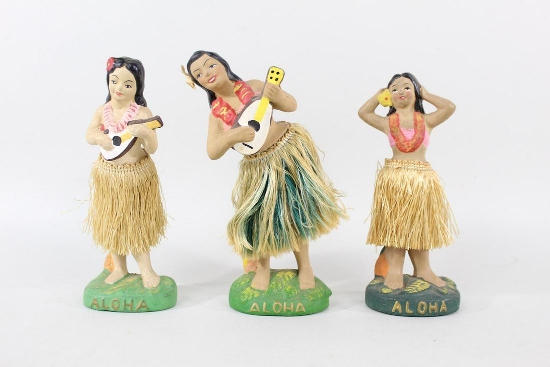 3 Ceramic Aloha Hawaiian Dancing Hula Girl Nodders Tiki (1 of 13)