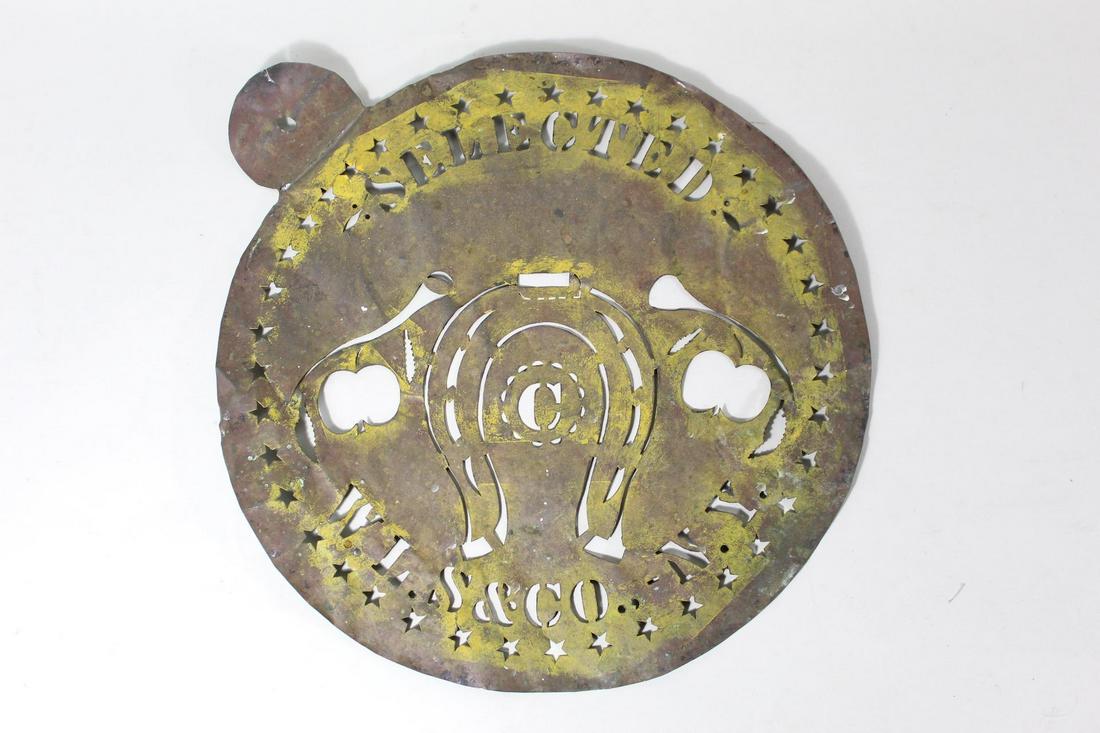 New York Tin Apple Barrel Crate Stencil w/Horse Shoe (1 of 7)