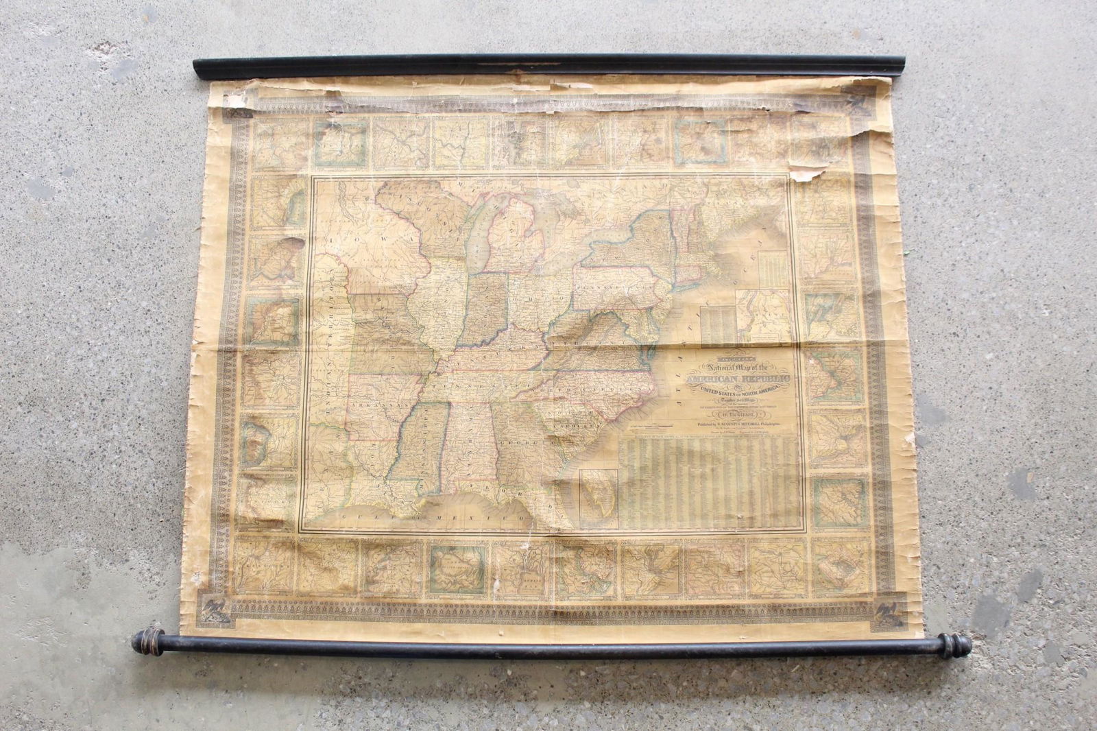 1844 Mitchell's National Wall Map of American Republic (1 of 16)