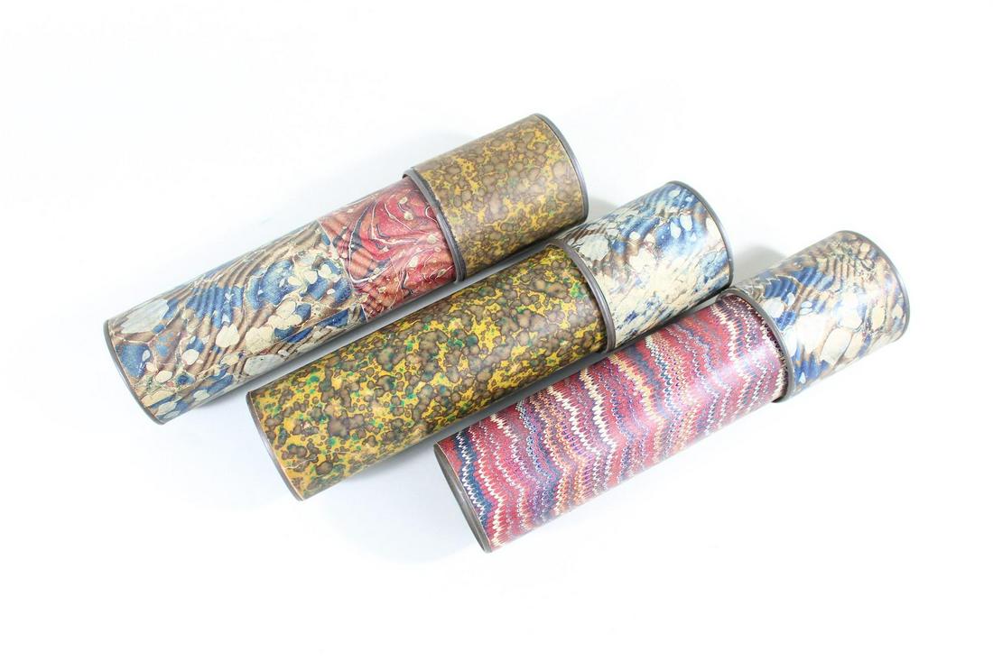 3 Vintage Colorful Marbled Paper Toy Kaleidoscopes (1 of 7)