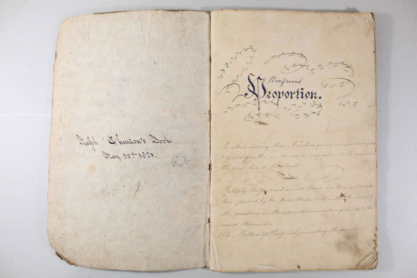 Handwritten Student Arithmetic School Math Book 1821 (1 of 20)