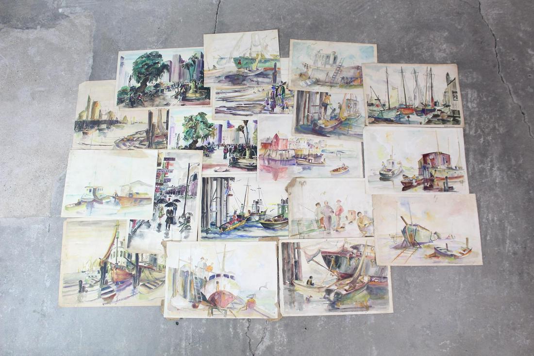 18 Watercolor Paintings,John Leland,Nautical Scenes (1 of 20)
