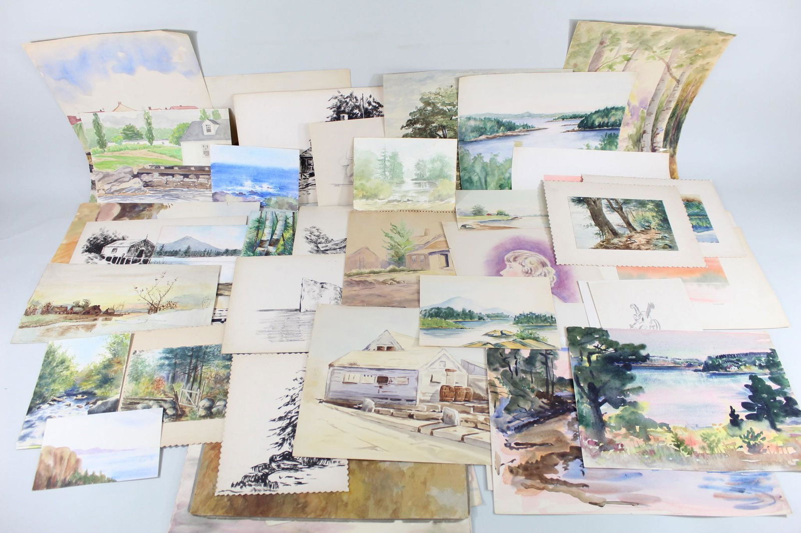 Portfolio of Watercolor Paintings Signed Westall (1 of 18)