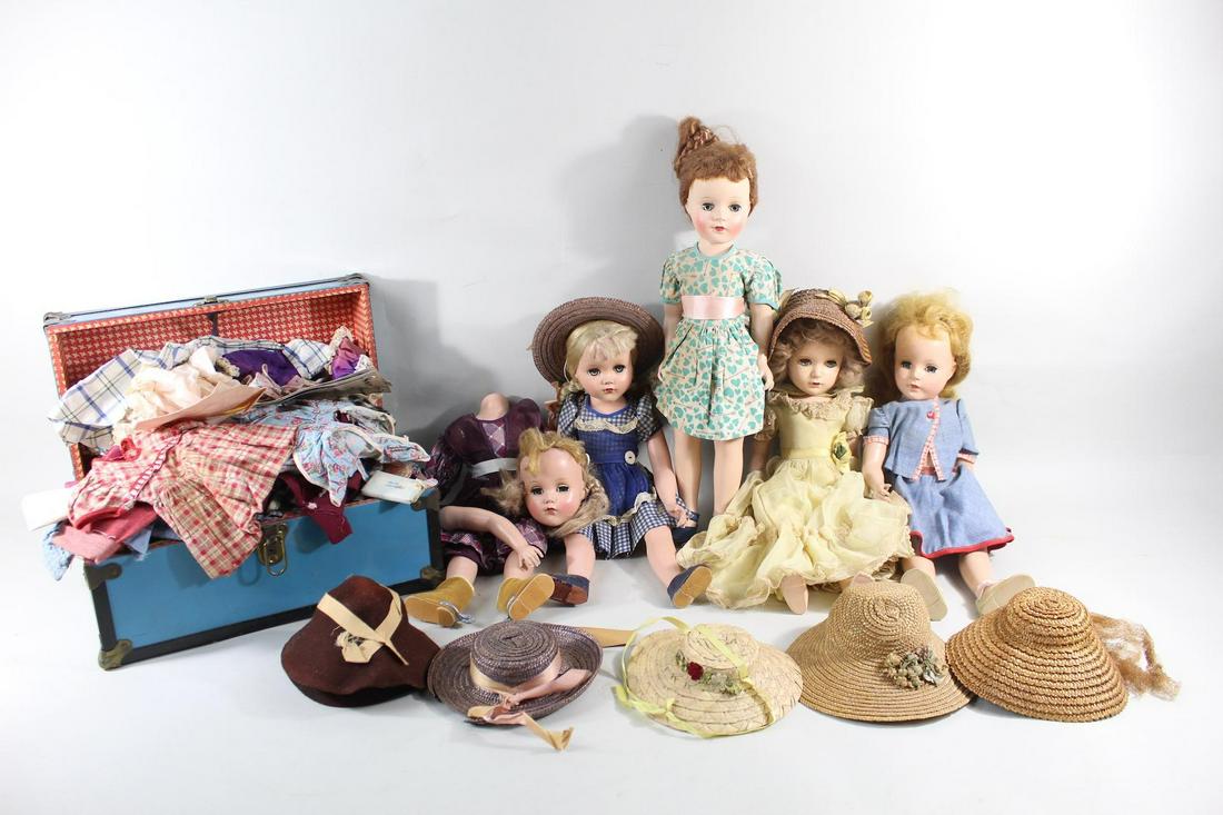 5 Madame Alexander 16" Dolls w/Trunk, Clothes & Hats (1 of 20)