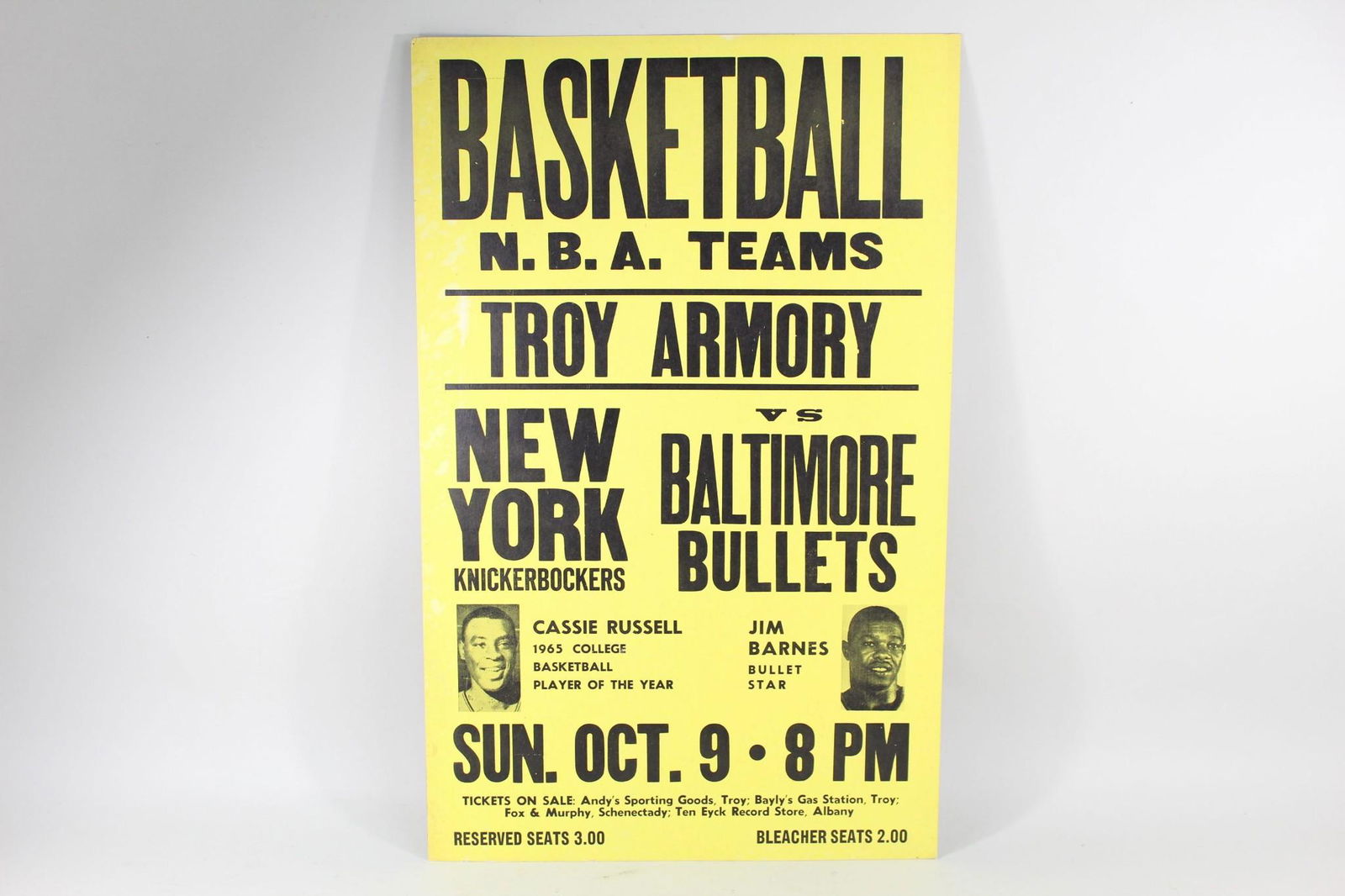 60's Basketball Poster Knicks vs Bullets,Troy,NY (1 of 7)