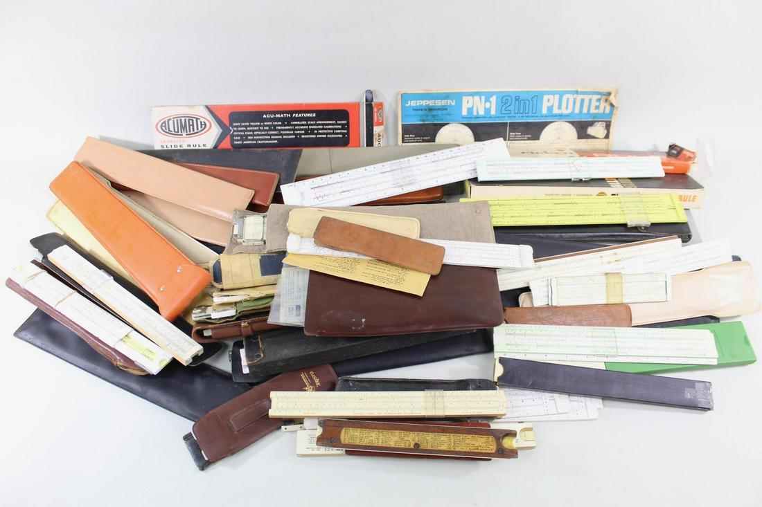 Lot of 50+ Slide Rulers w/ Plotter Protractors & Case (1 of 16)