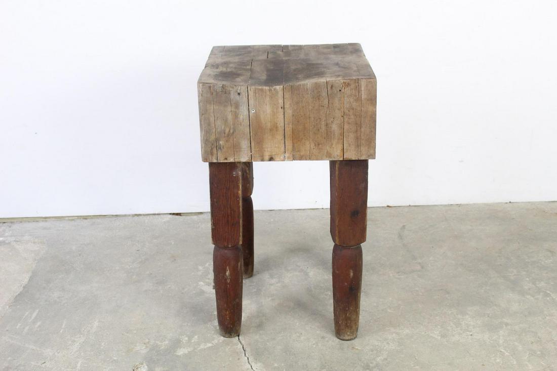 Country Farmhouse Square Wooden Butcher Block Table (1 of 11)