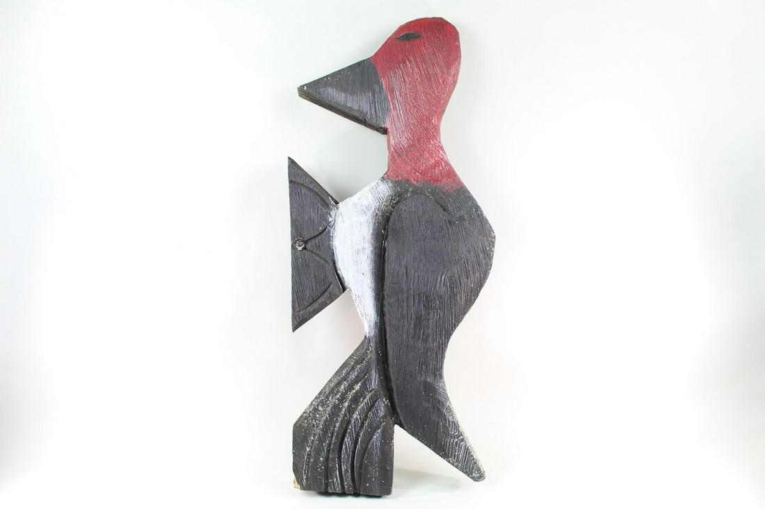 Large Painted Wood Woodpecker Sculpture, Folk Art (1 of 11)