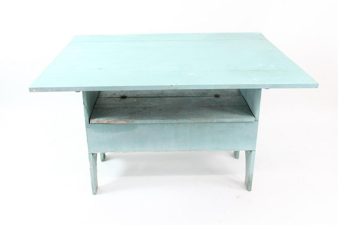 Primitive Antique Hutch Table in Seafoam Green Paint (1 of 18)