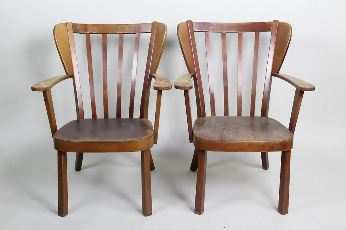 Pair Fritz Hansen Canada Walnut Chairs Denmark 1940 (1 of 11)