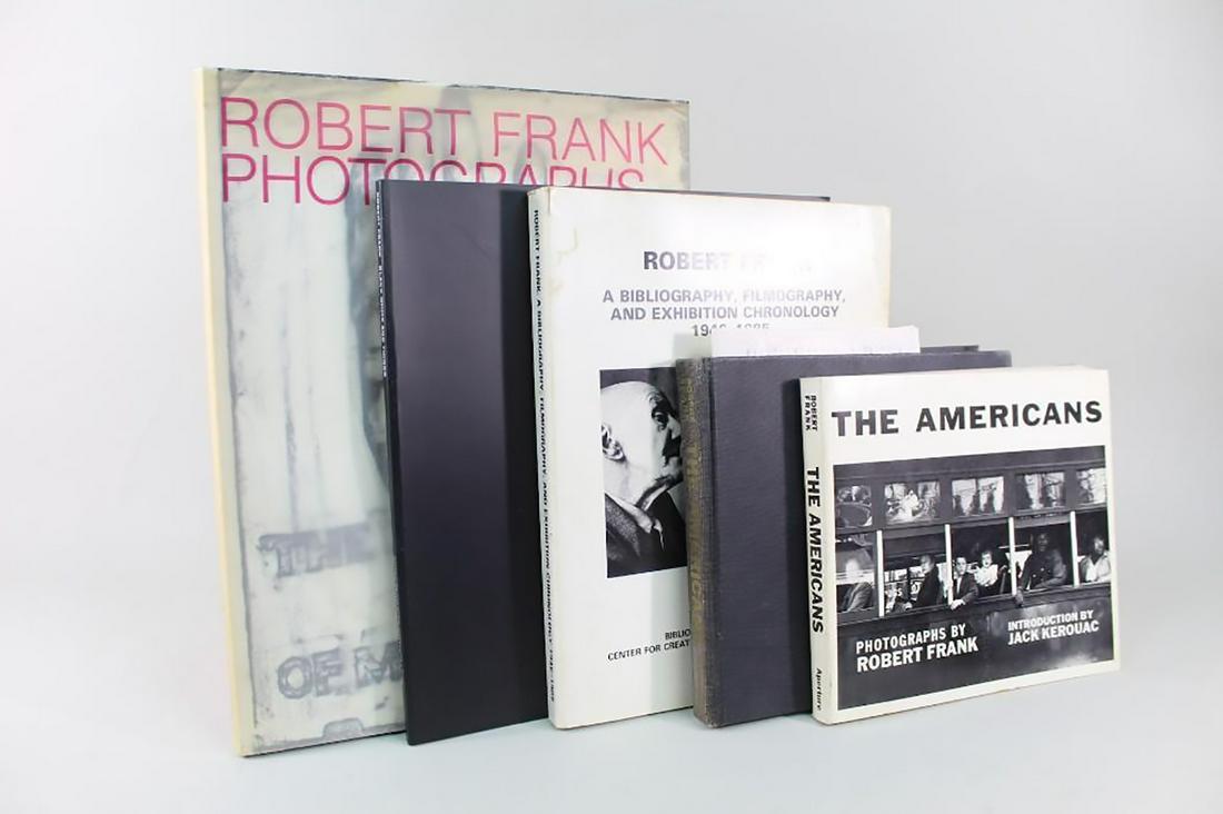 5 Robert Frank B&W Photography Books, The Americans: Lot of 5 Robert Frank (1924-2019) B&W Photography Books, including: 2 copies of The Americans, intro by Jack Kerouac, hard and soft covers, 1969, Aperture, NYC. Also includes Black and White Things, R