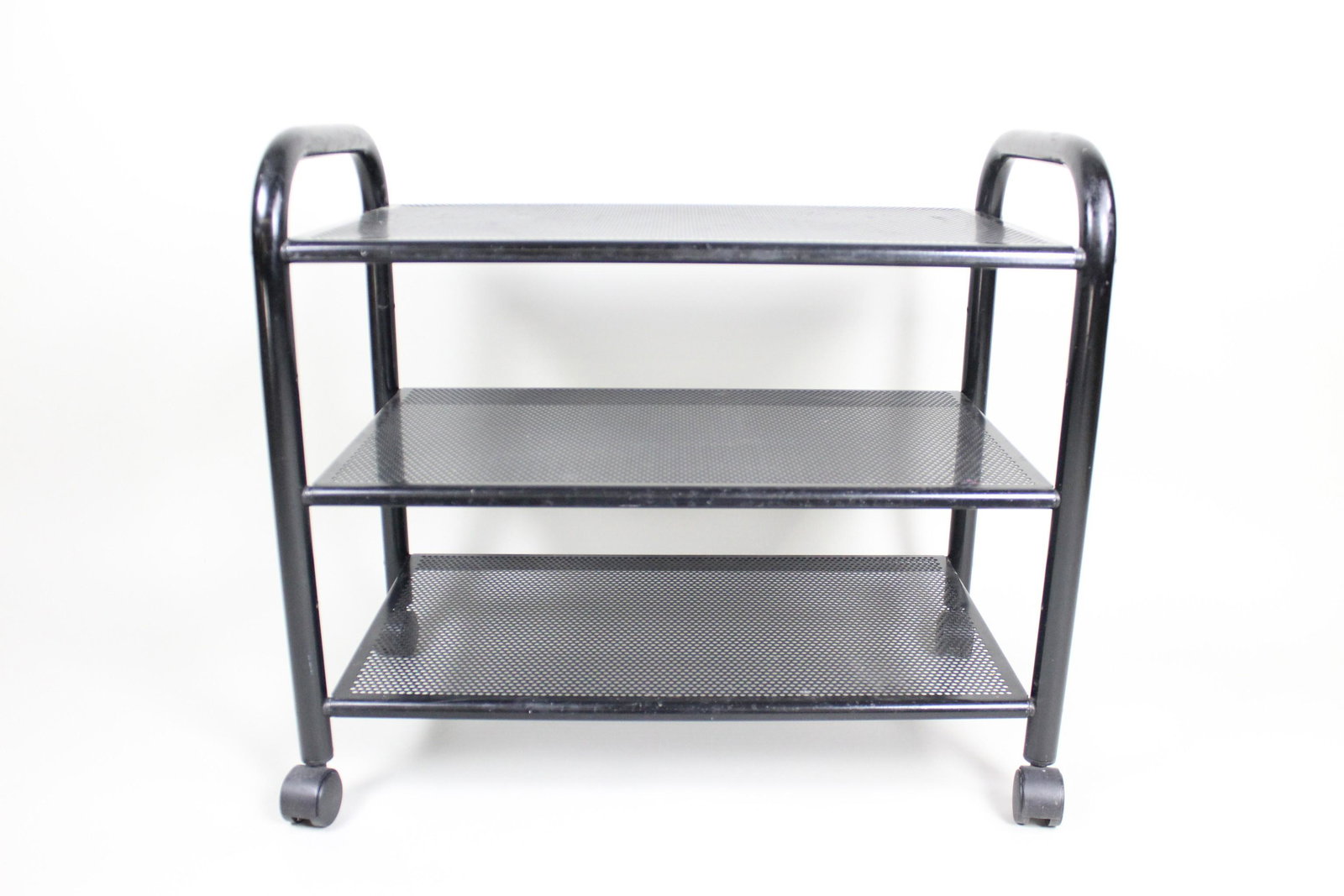 Postmodern Black Perforated Metal TV Cart Trolley (1 of 8)