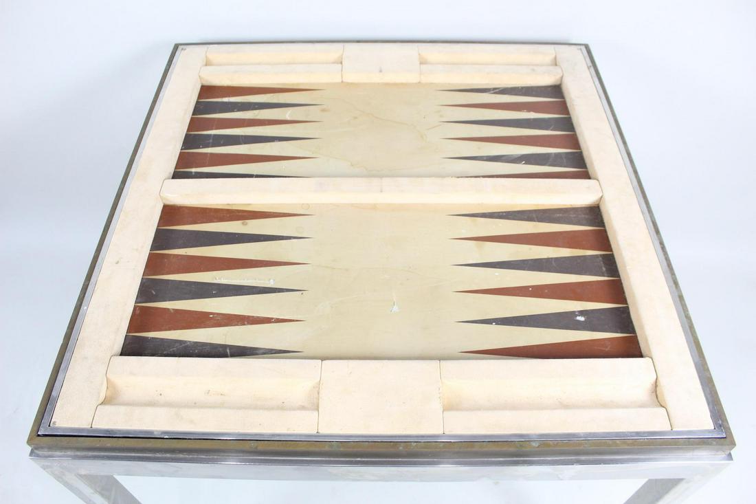Willy Rizzo Suede Chrome Flip Top Backgammon Game Table (1 of 15)