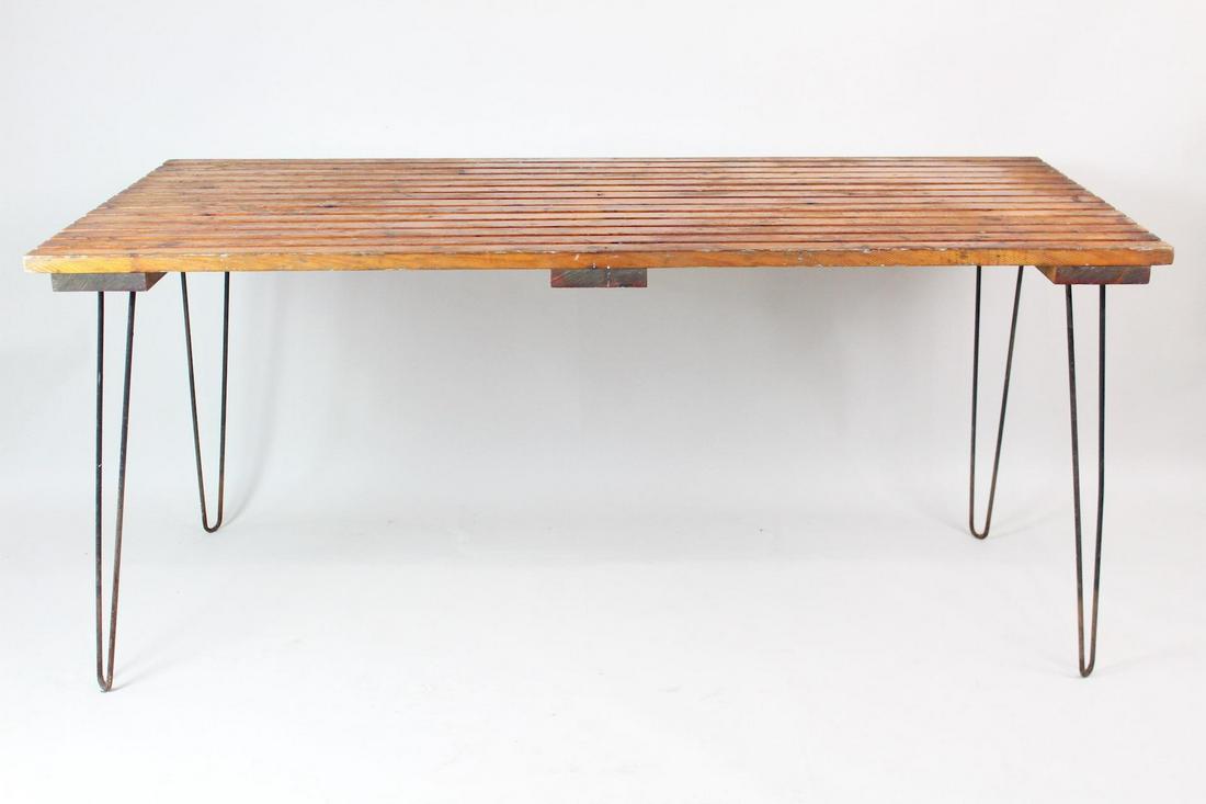 Mid Century Modern Slatted Table w Hairpin Legs (1 of 13)