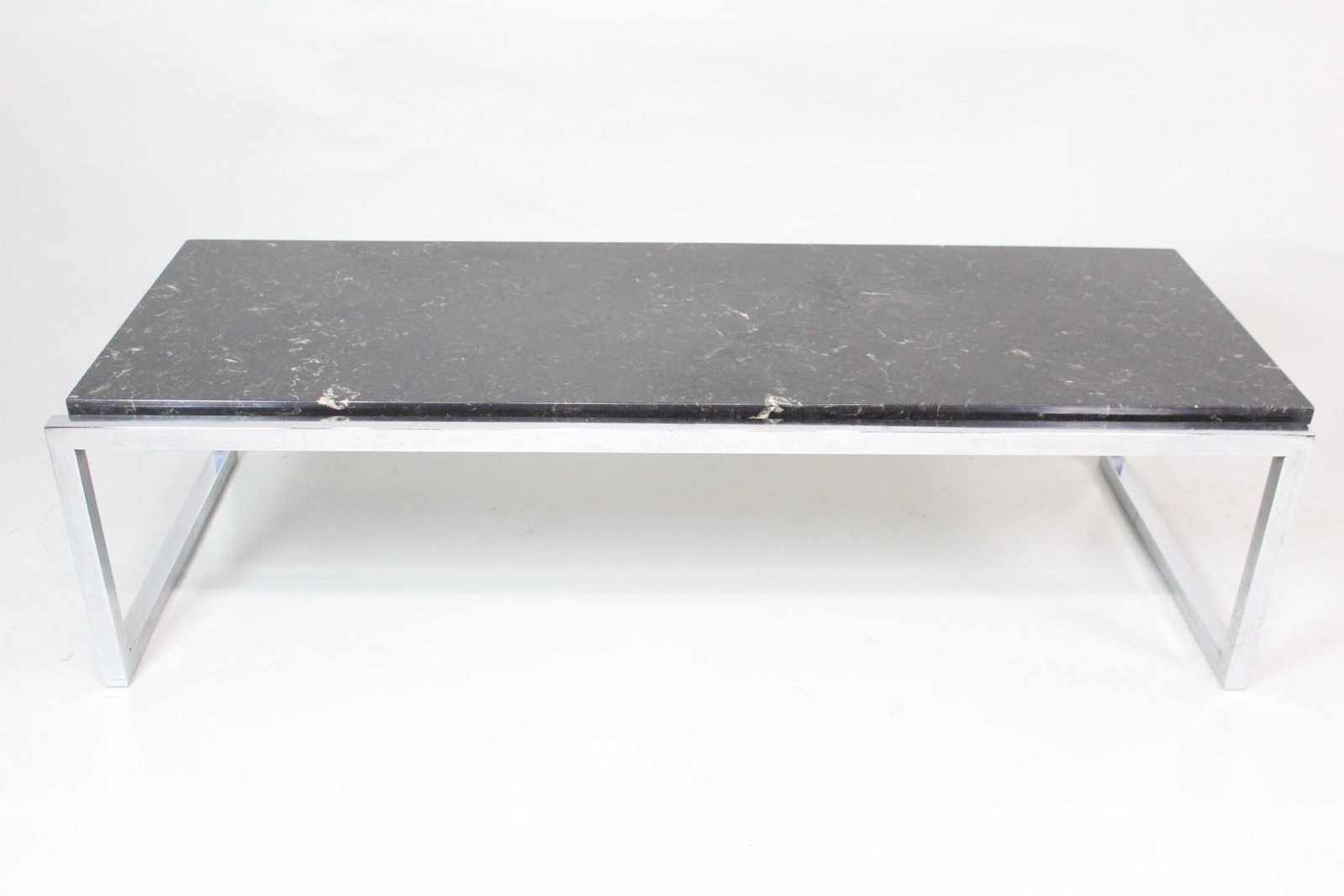 Black Synthetic Marble Coffee Table w/ Chrome Frame (1 of 10)