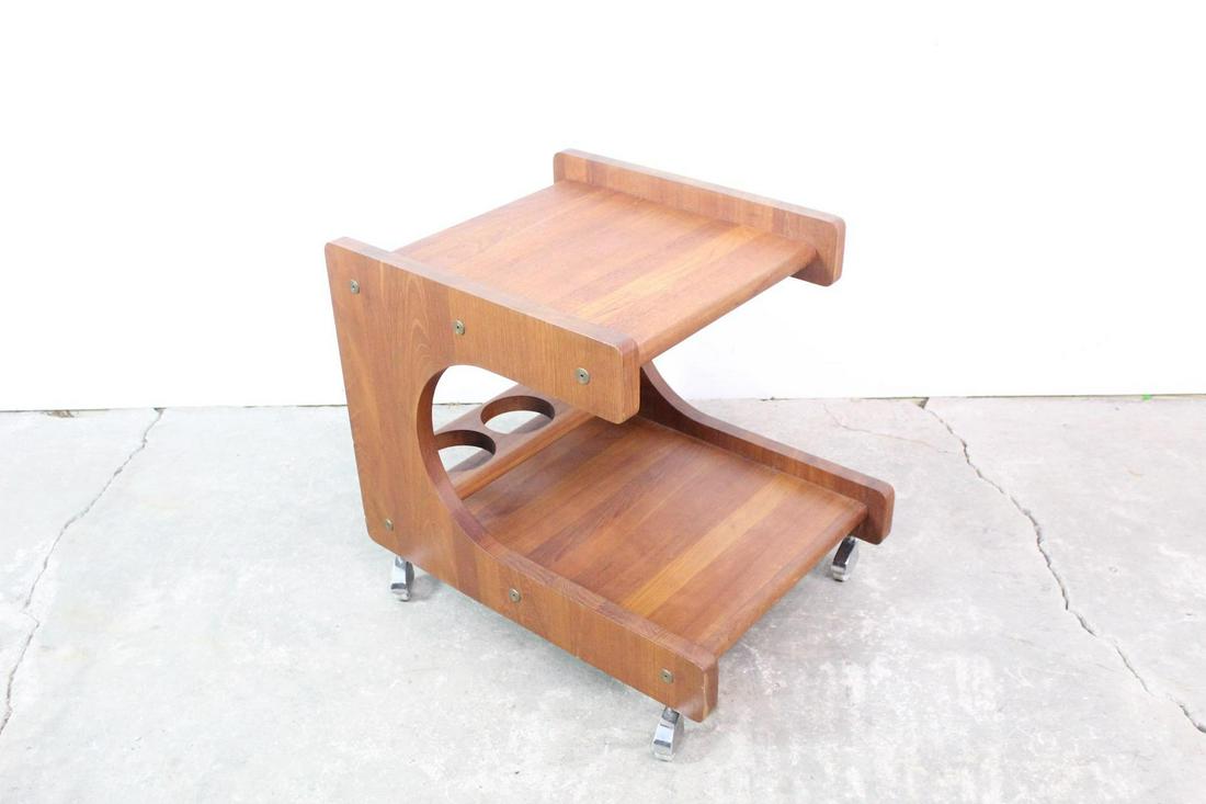 Cantilever Mid-Century Modern Rolling Danish Bar Cart (1 of 9)