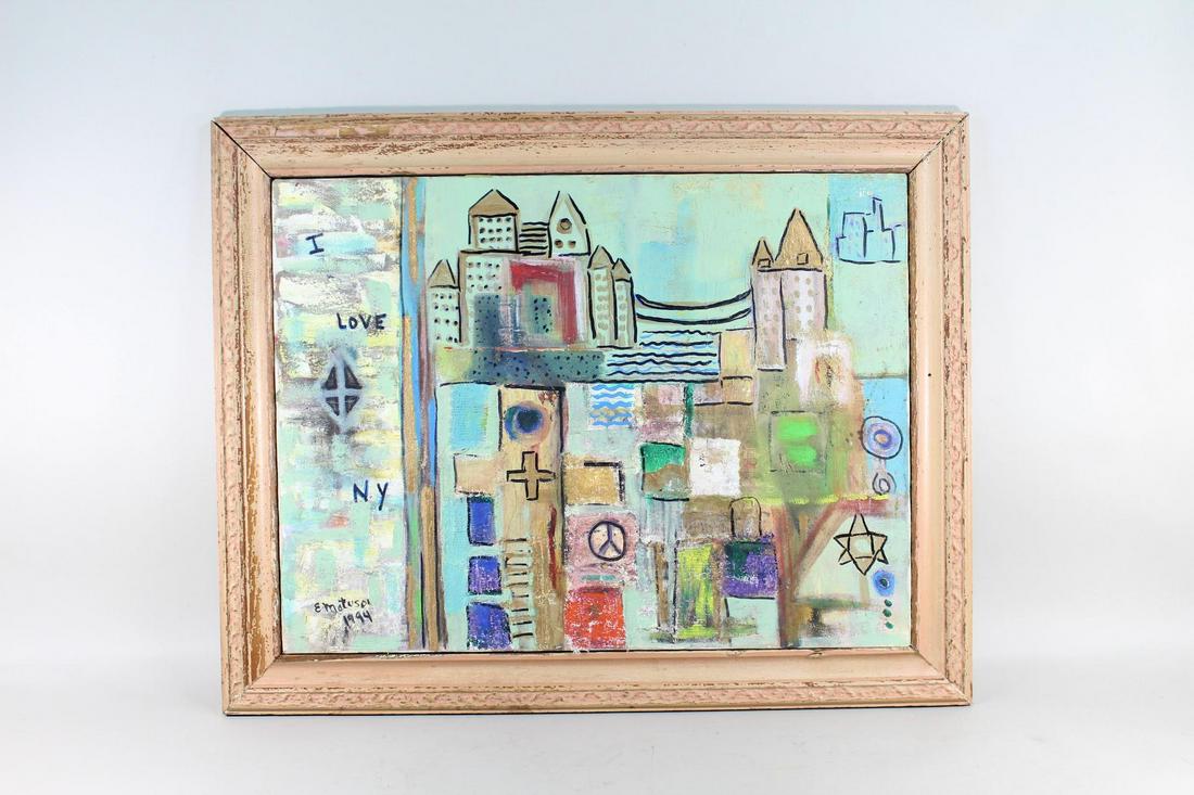 Post Modern Abstract City Painting, Paul Klee Style (1 of 11)