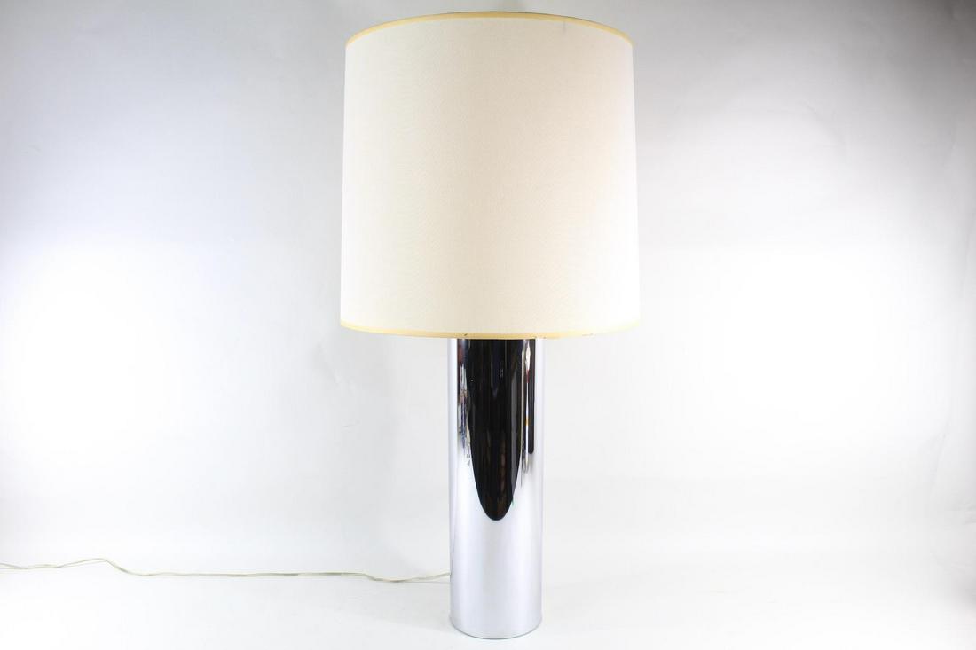 Tall Cylindrical Chrome Table Lamp, Mid-Century Modern (1 of 9)