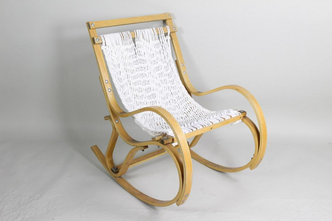 Mid Century Modern Rocking Chair w/Woven Rope Seat (1 of 10)