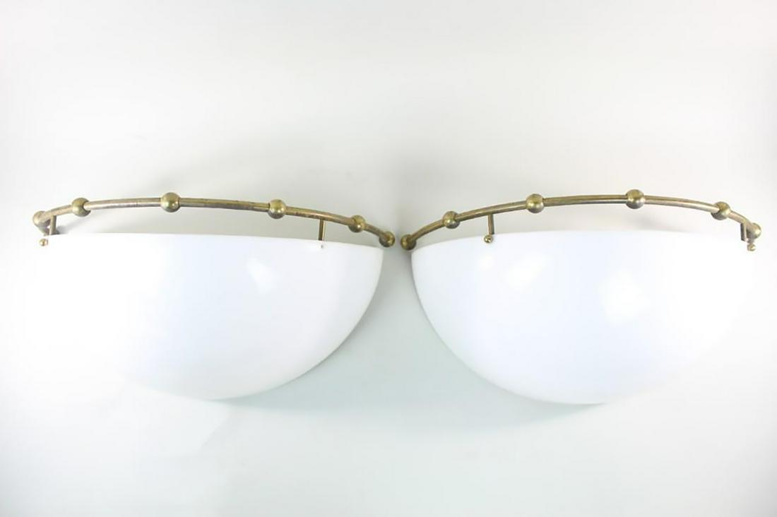 2 Mid-Century Modern Demilune Brass & Acrylic Sconces (1 of 13)