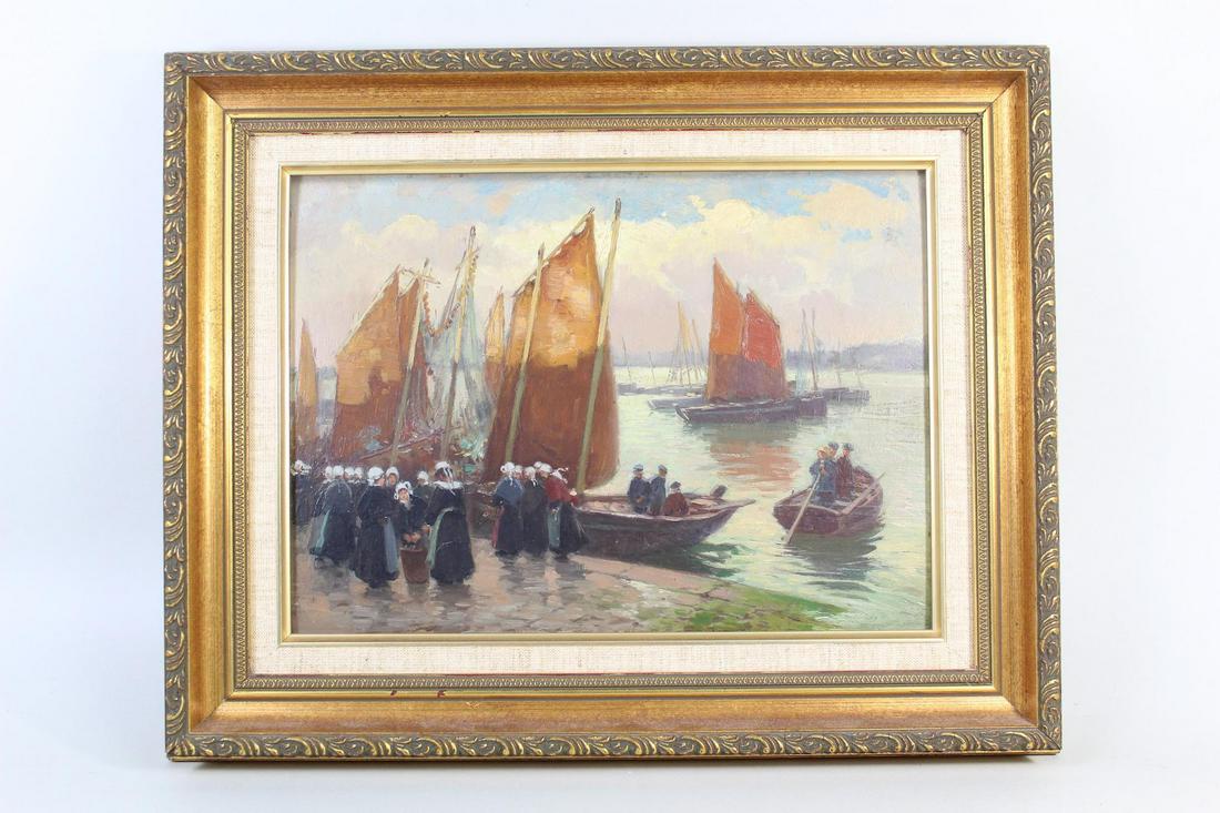 Framed Painting of Fisherman, Henri Alphonse Barnoin (1 of 9)