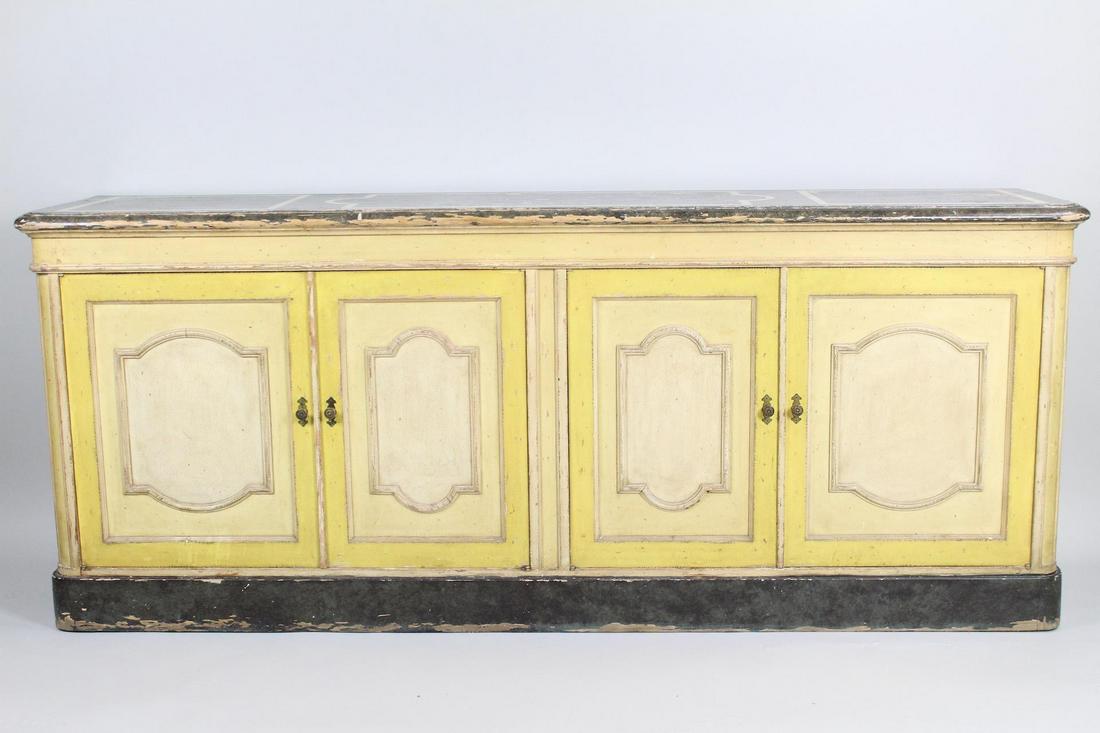 Yellow & Black Painted 4-Door Wooden Credenza (1 of 12)