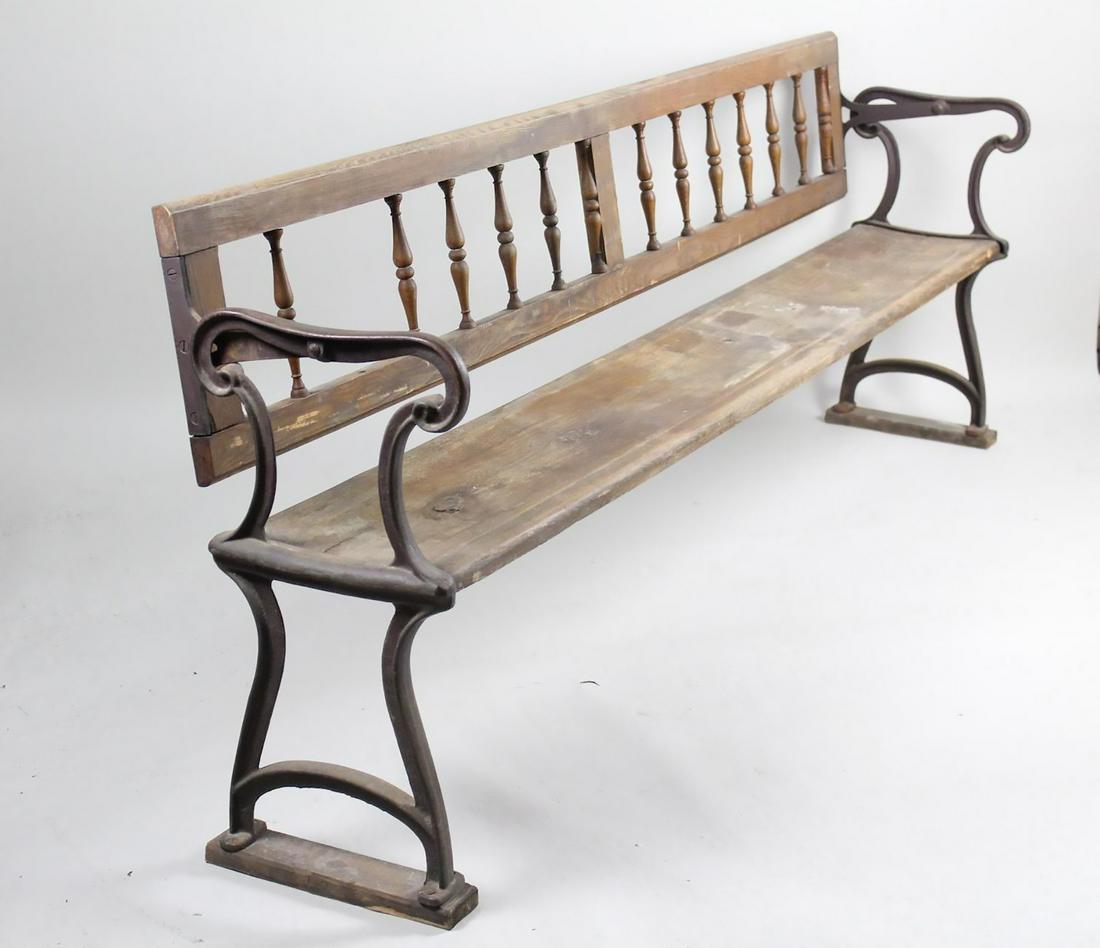 Industrial Cast Iron & Wood Railway Bench, Station (1 of 11)