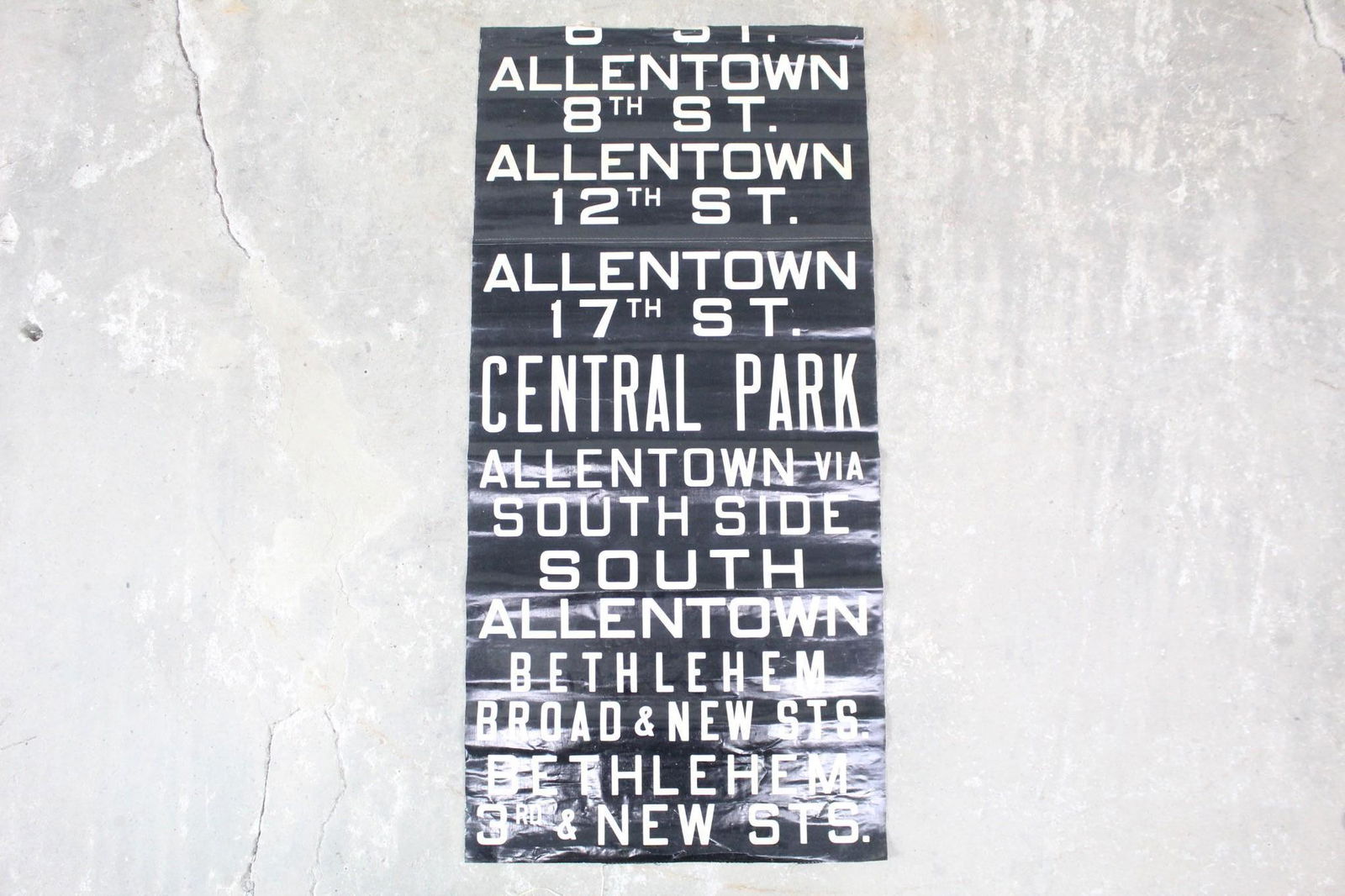 Mid-Century Bus Destination Roll Sign, Allentown PA NYC (1 of 7)
