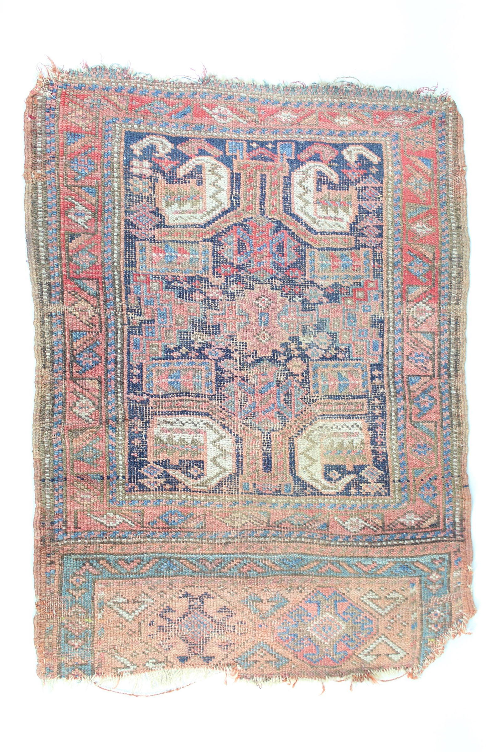 Small Prayer Rug w/Orange, Brown, Blue & Red Pattern (1 of 9)
