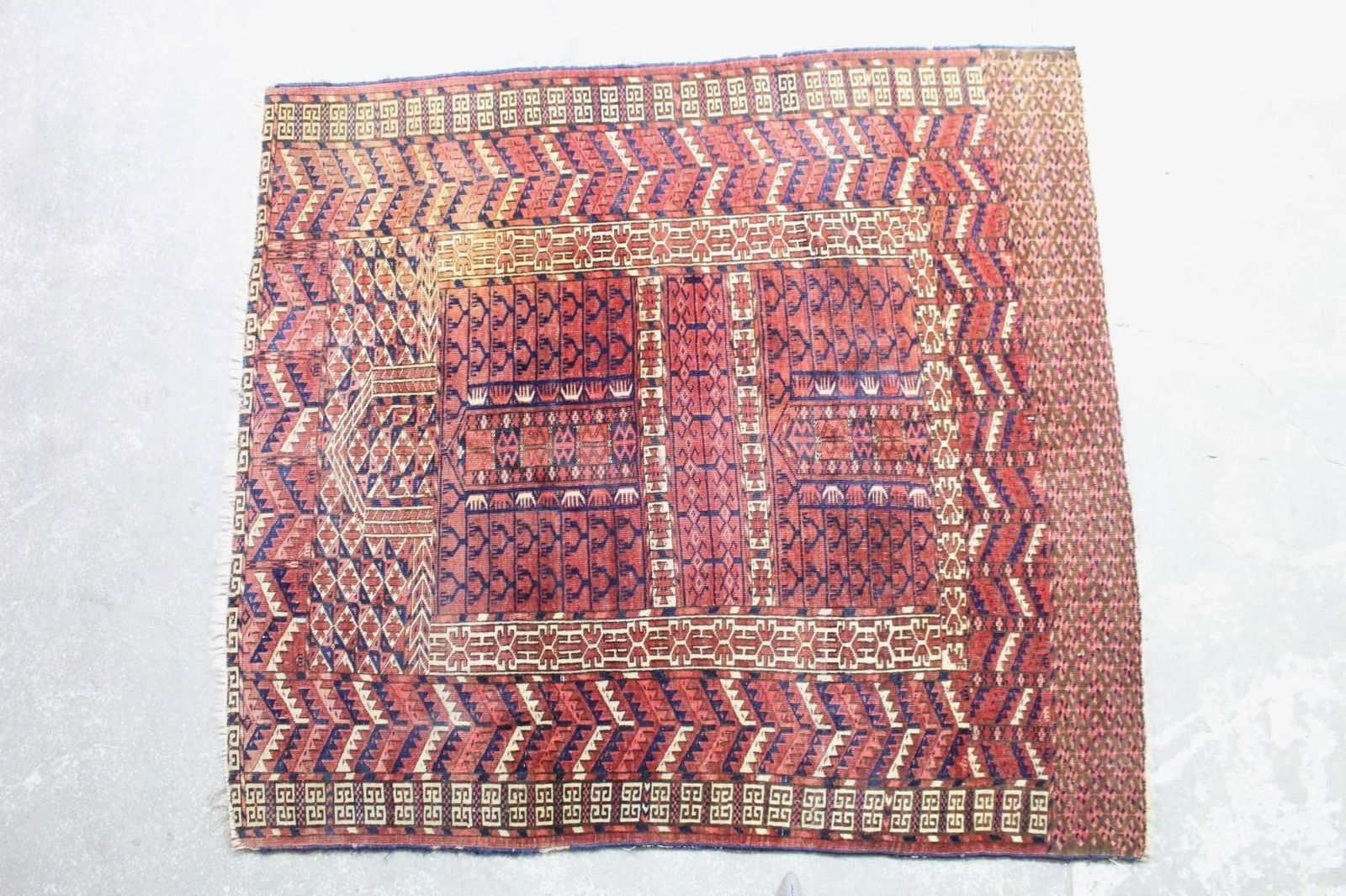 Tribal Turkmen Prayer Wool Rug w/Geometric Pattern (1 of 9)