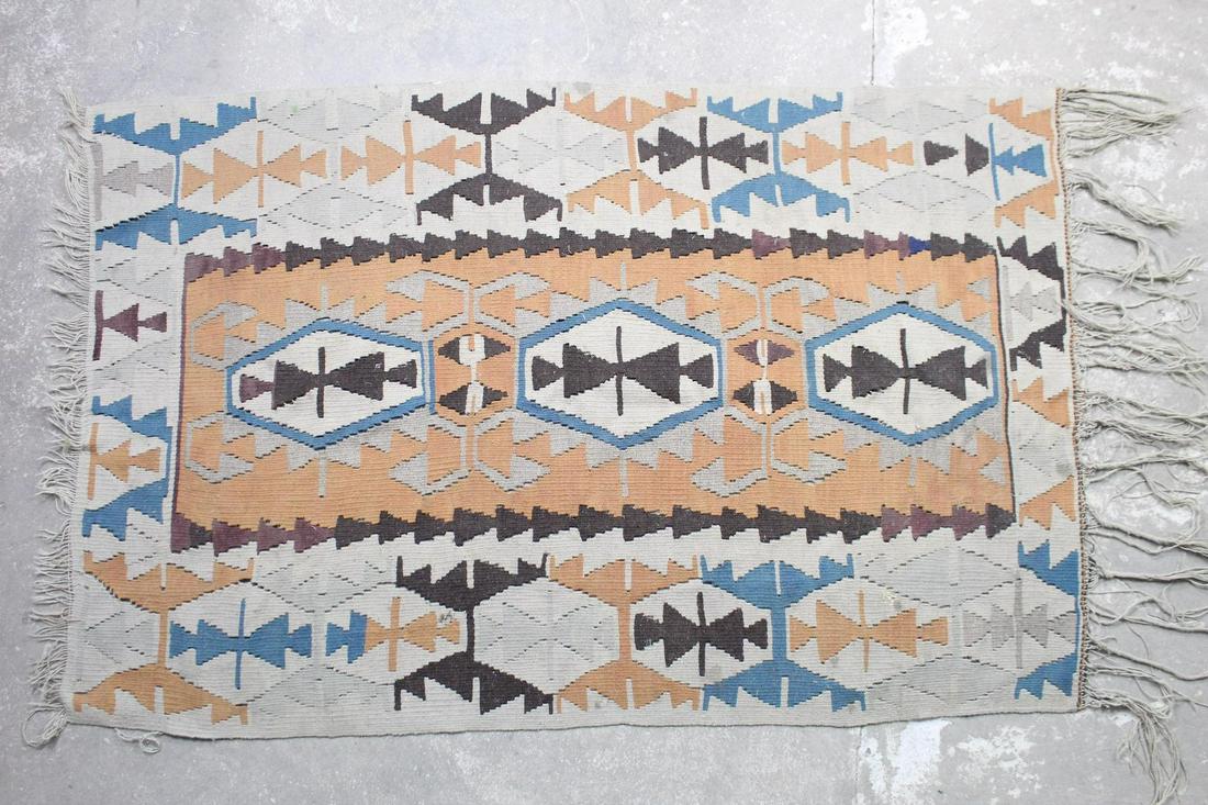Woven Geometric Kilim Area Rug, Brown Orange & Blue (1 of 10)