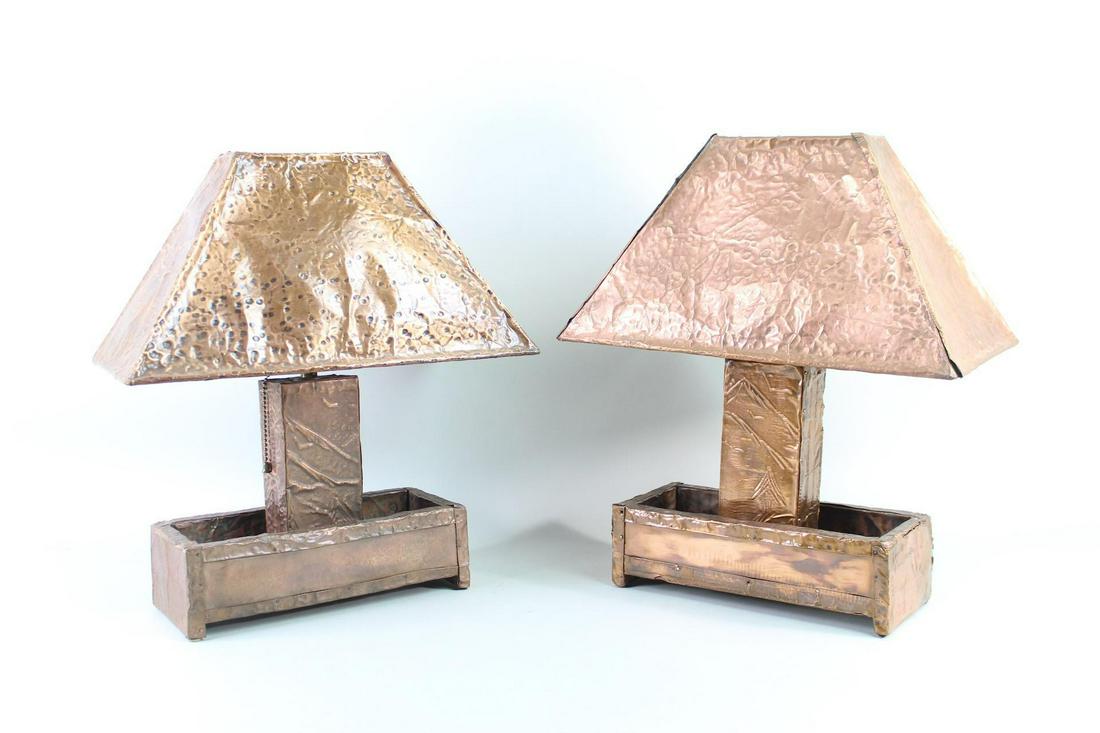 Pair of Hammered Copper Lamps,Mid Century Modern (1 of 13)