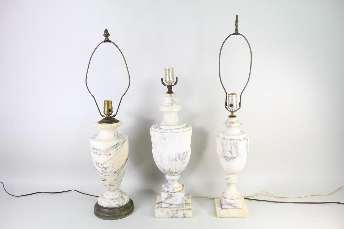 Collection 3 Large Carved White Alabaster Table Lamps (1 of 20)