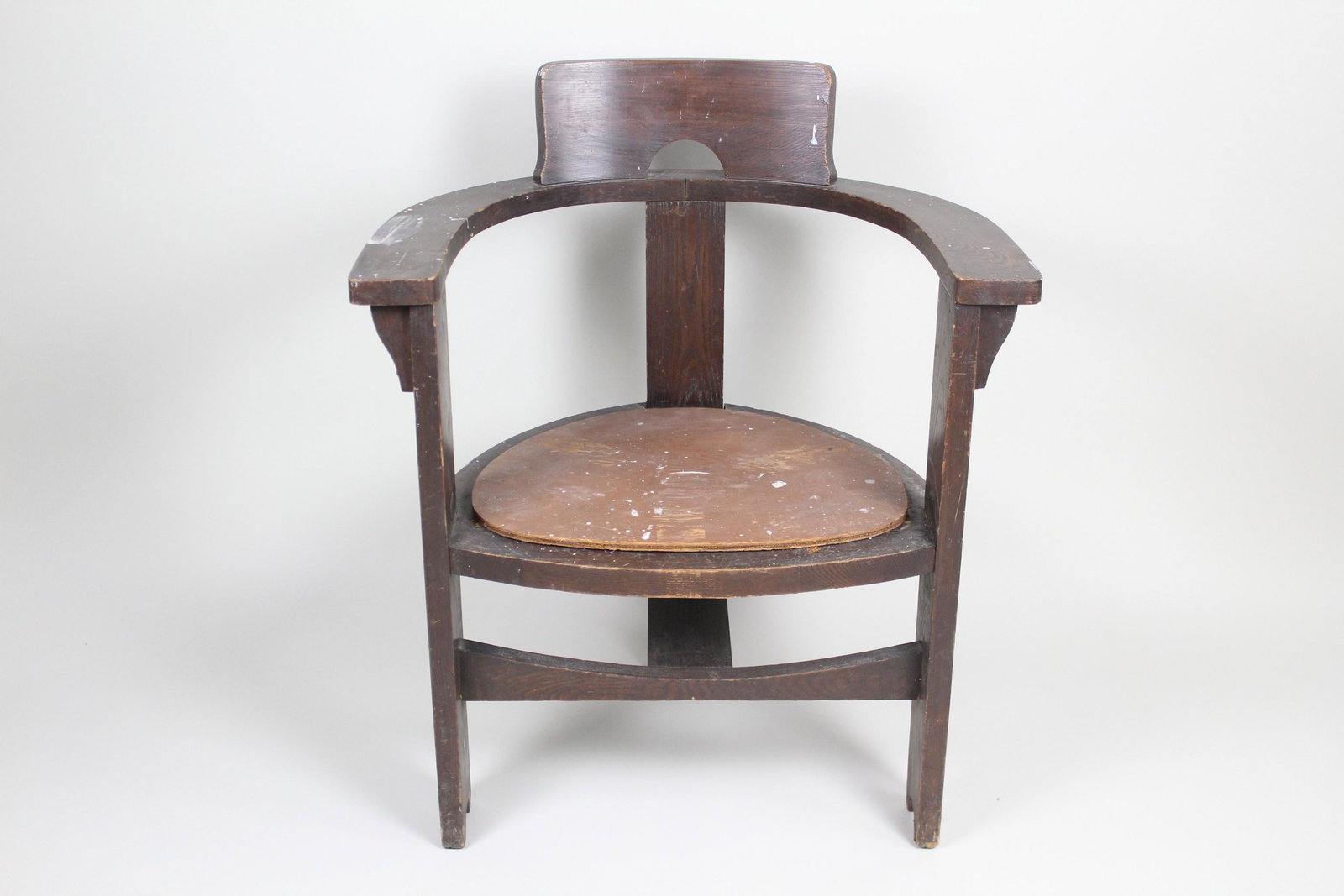 Arts & Crafts Mission Style Barrel Back Wood Arm Chair (1 of 10)